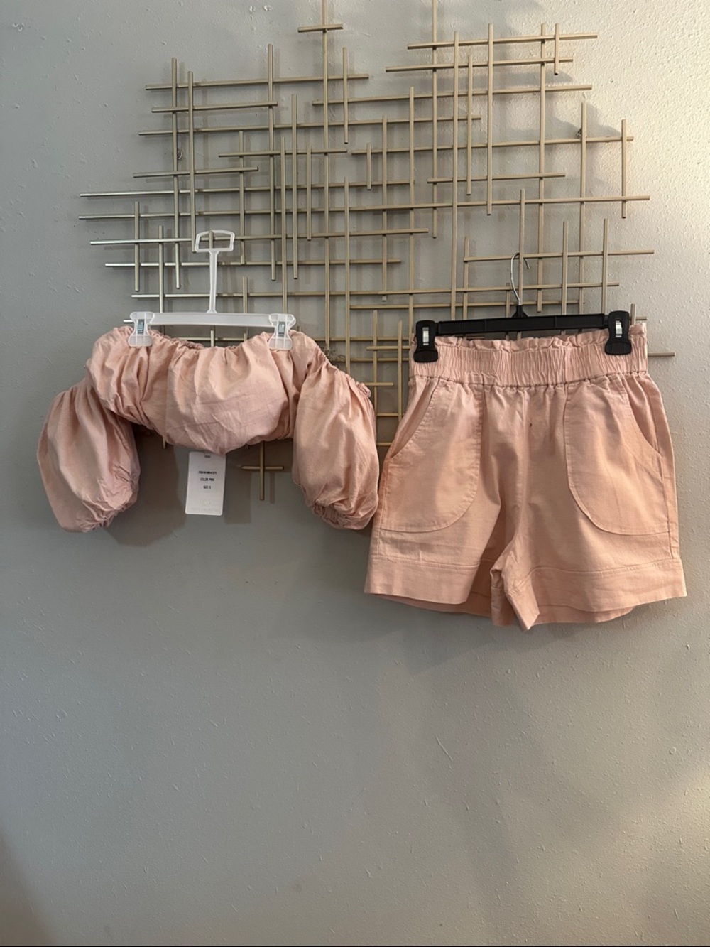 Zara Blush Pink Linen-Blend Shorts Set